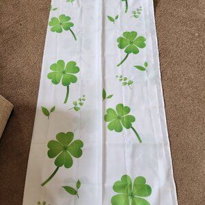 St. Patrick's Day Irish Shower Curtain White w/Green Clovers
